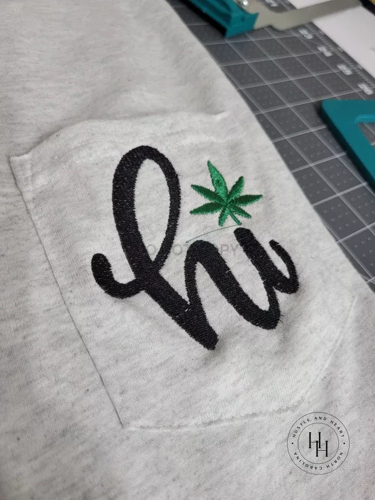 "hi" Gildan Ultra Cotton Embroidered Pocket Tee